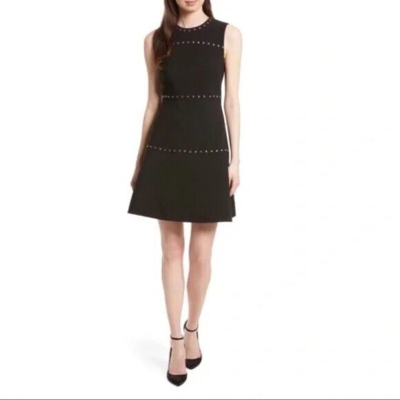 Kate Spade Black Studded Crepe Dress 0 MSRP $328 - Picture 2 of 6